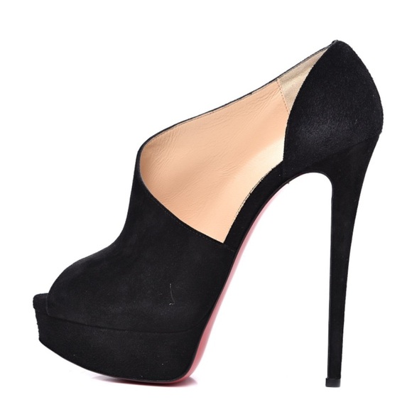 AUTHENTIC CHRISTIAN LOUBOUTIN VEAU VELOURS VERITA 150 BOOTIES 39 SUEDE BLACK - Picture 1 of 16